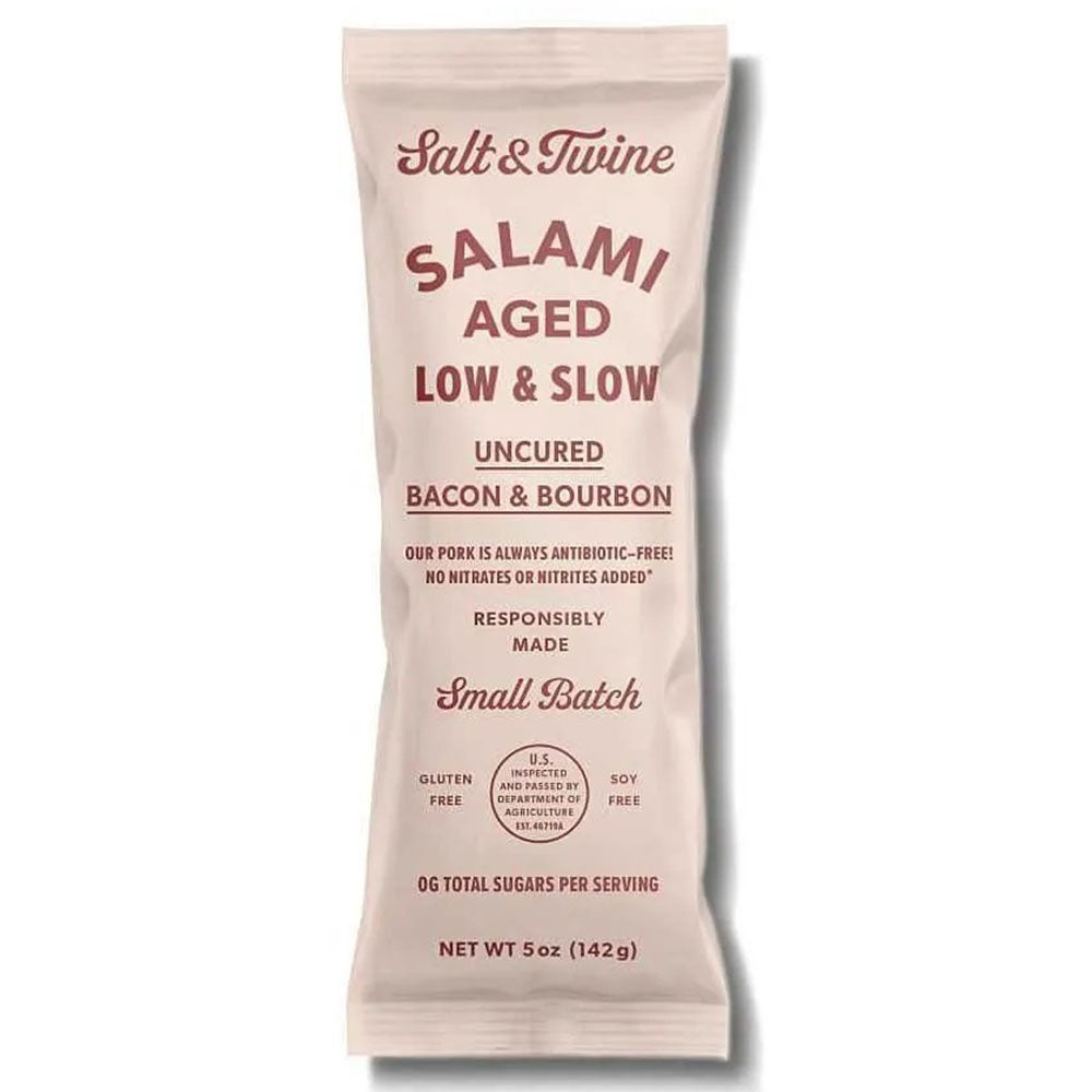 Salt & Twine Uncured Bacon & Bourbon Salami – Small Batch, 5 oz