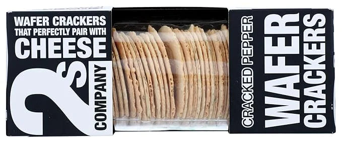 2’s Company Cracked Pepper Wafer Crackers – Gourmet Cheese Pairing, 3.5 oz