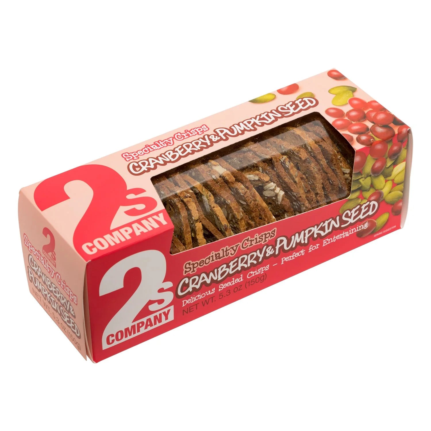 2s Company Cranberry & Pumpkin Seed Crisps – Gourmet Snack Crackers, 5.3 oz