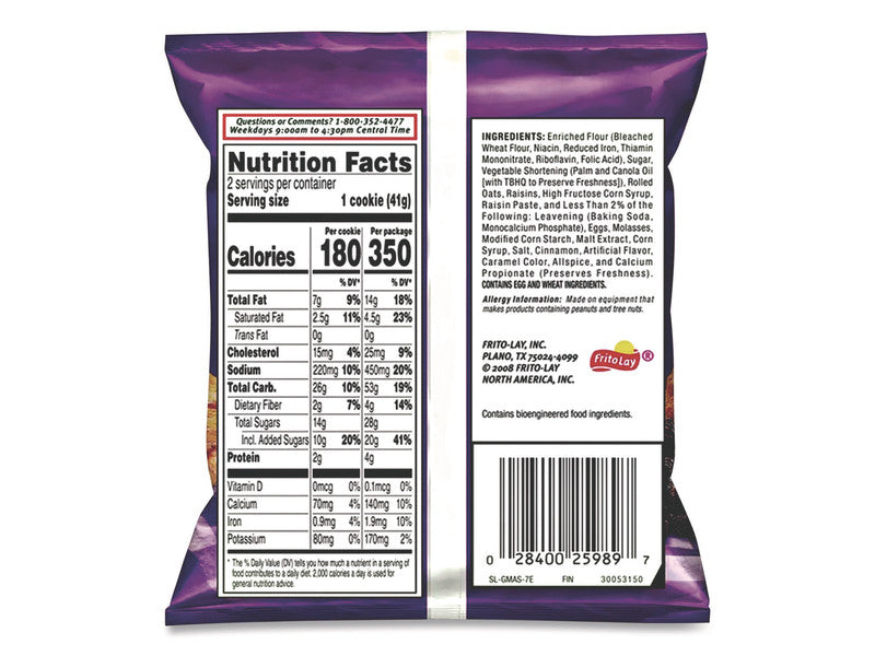 GRANDMAS Homestyle Oatmeal Raisin Cookies 2.5 oz (30 Pack)