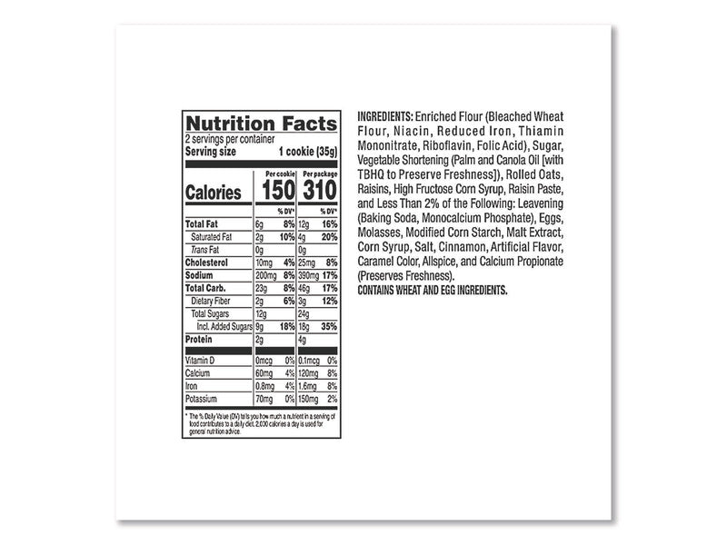 GRANDMAS Homestyle Oatmeal Raisin Cookies 2.5 oz (30 Pack)