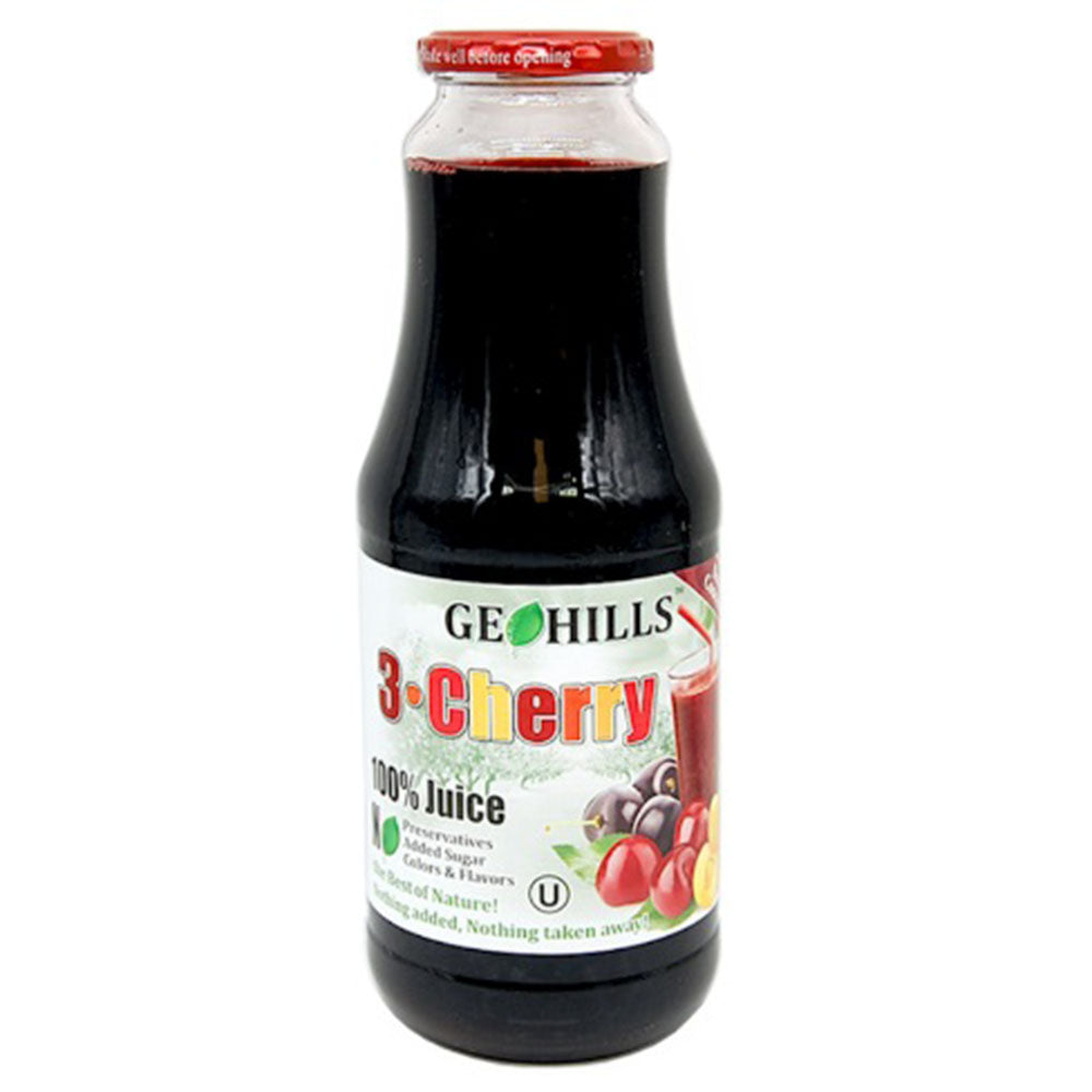 Geohills 3 Cherry Juice – 100% Pure, No Sugar Added, 33.8 fl oz