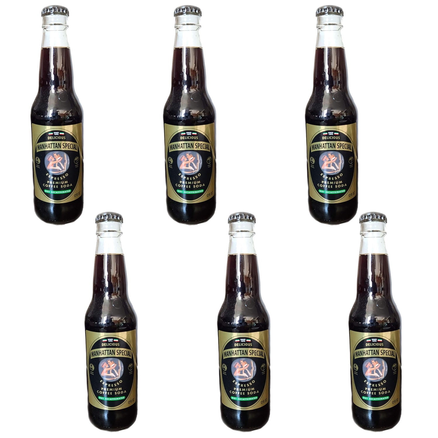 Manhattan Special Diet Decaf Espresso Coffee Soda – 12 oz Bottles (6 Pack)