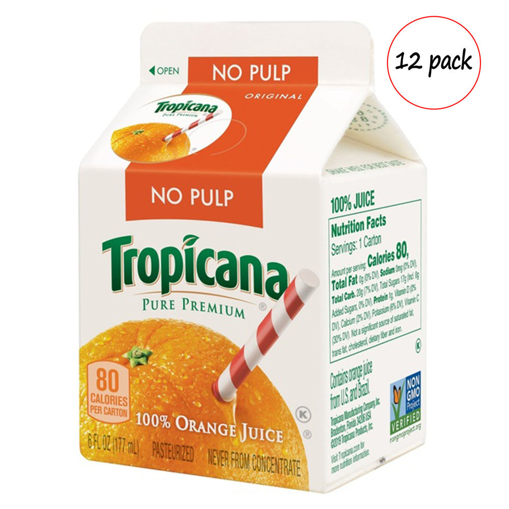 Tropicana pure premium orange juice carton with a straw graphic on a white background
