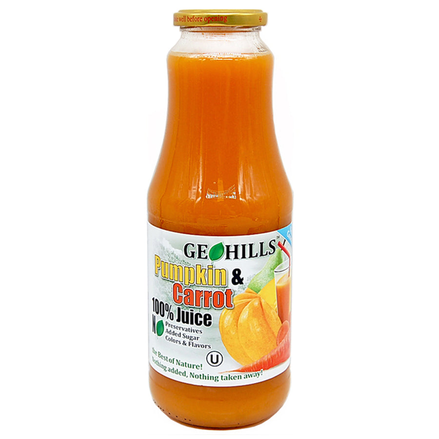 GeoHills 100% Pumpkin & Carrot Juice - No Sugar Added 33.8 fl oz