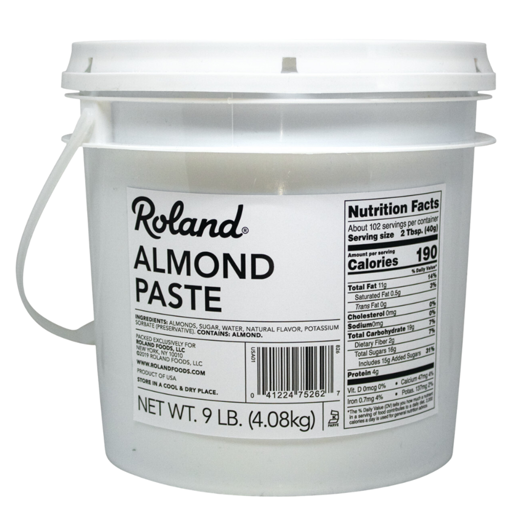 Roland Premium Almond Paste – 9 LB Bulk Baking Tub