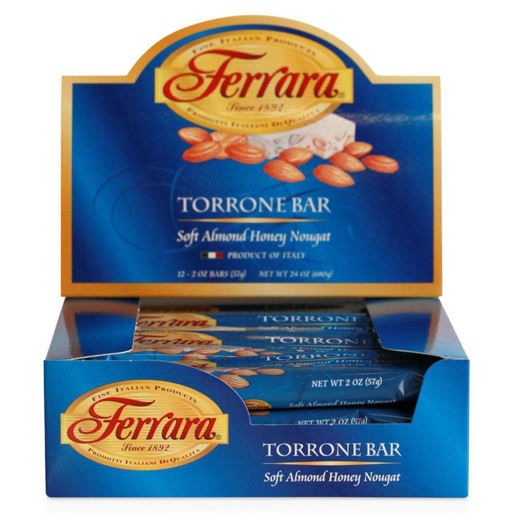 Ferrara Almond Torrone Bar - 12 Pack Soft Almond Honey Nougat 2 oz