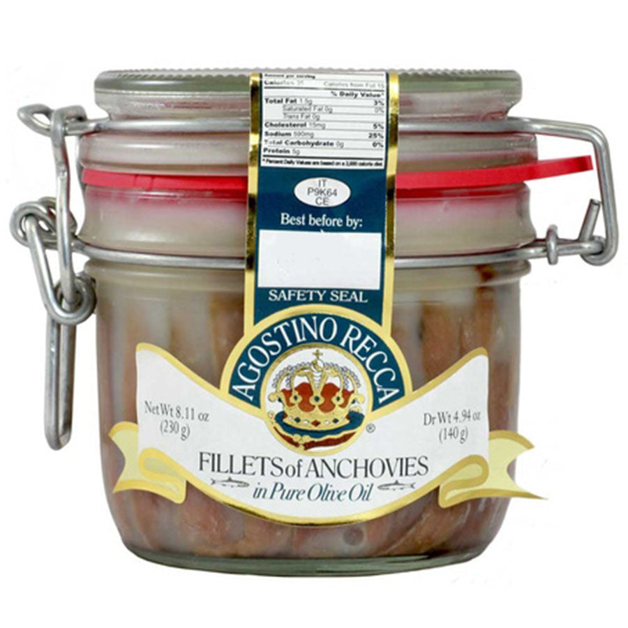 Agostino Recca Anchovy Fillets in Olive Oil – 8.11 oz (230g)