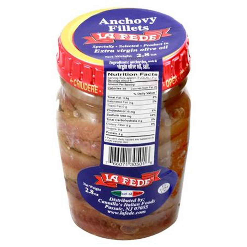 La Fede Anchovy Fillets in Olive Oil – Authentic Italian Seafood, 2.8 oz