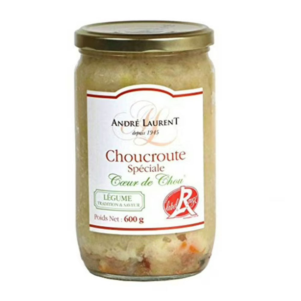 André Laurent Sauerkraut Heart of Cabbage - Authentic French Choucroute (21.16 oz / 600g)