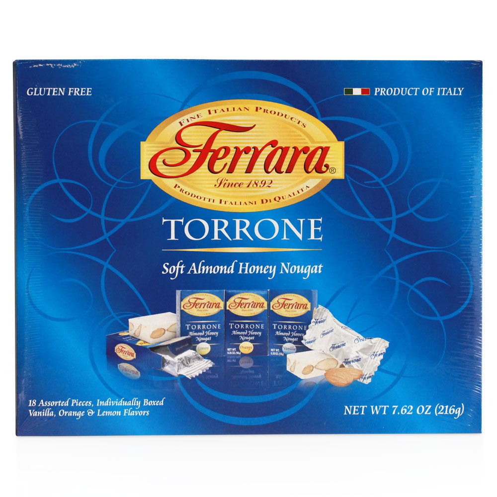 Ferrara Torrone Soft Almond Honey Nougat – 18 Assorted Pieces 7.62 oz