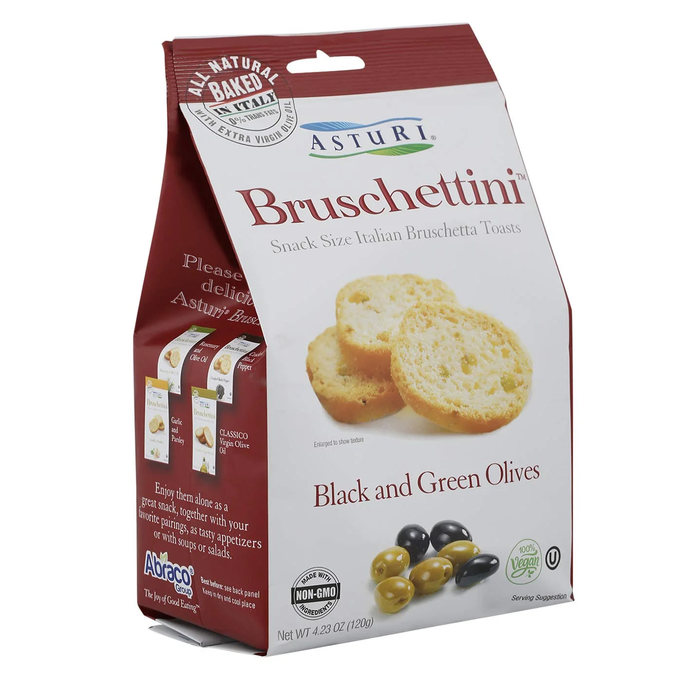 Asturi Bruschettini – Black & Green Olive Italian Toasts, 4.23 oz