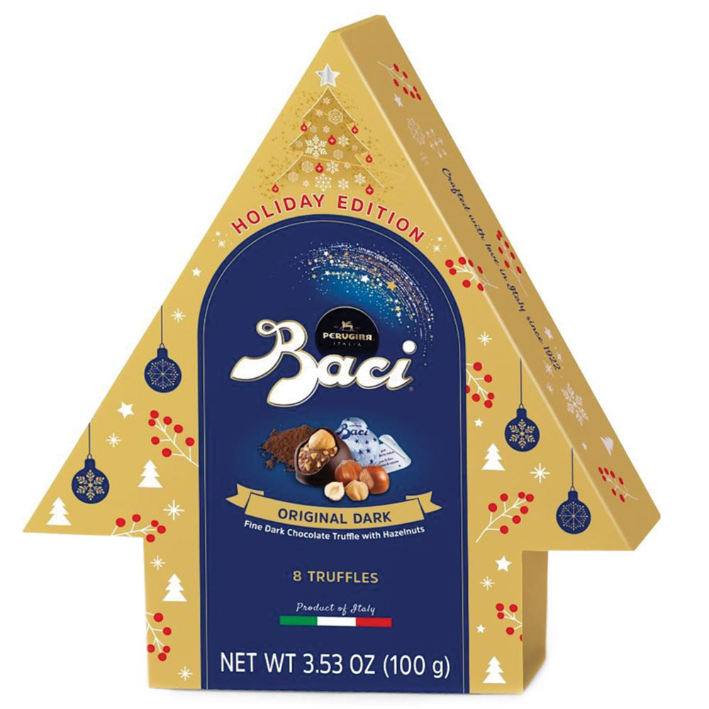 Perugina Baci Dark Chocolate Truffles – Holiday Tree Gift Box (3.35 oz)
