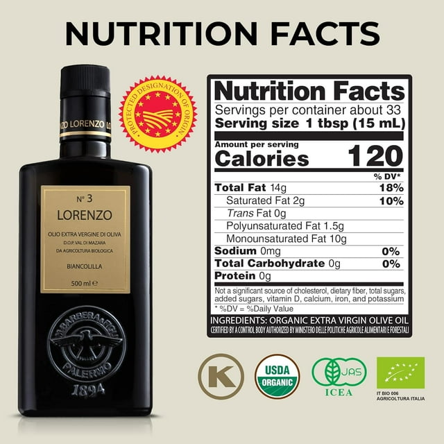 Barbera Lorenzo No. 3 Organic Extra Virgin Olive Oil – 500ml