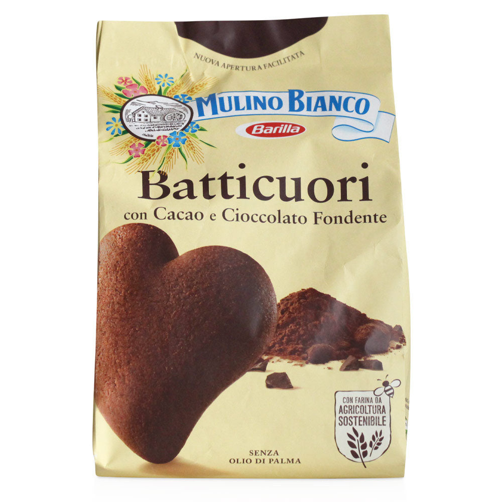 MULINO BIANCO Batticuori Italian Cookies – Cocoa & Chocolate Chip Hearts (12.35 oz)