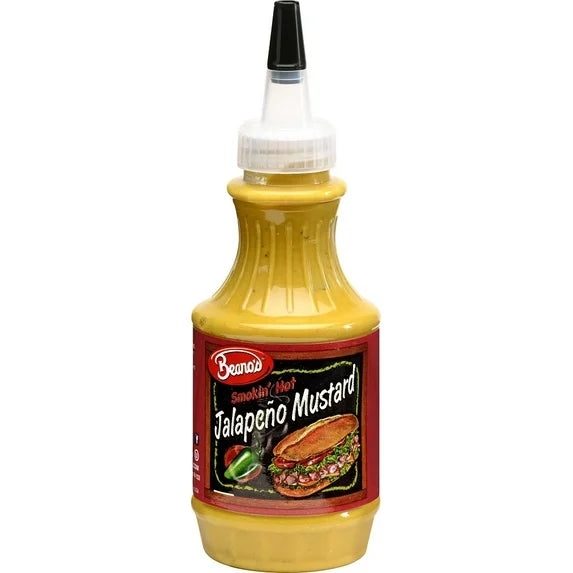 Beano’s Jalapeño Mustard – Spicy Sandwich & Burger Condiment, 8 oz