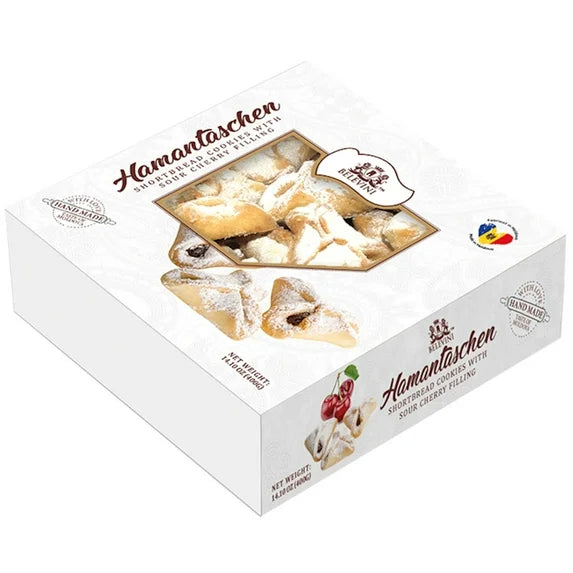Belevini Hamantaschen Cookies – Sour Cherry Filling, 14 oz Box