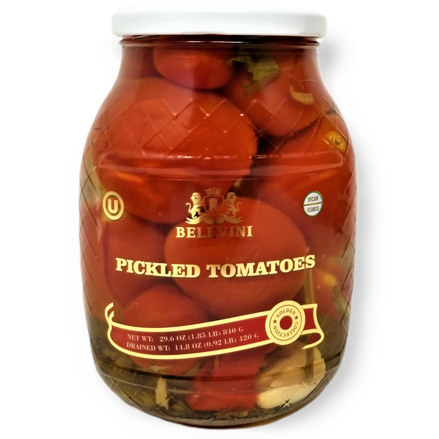 Belevini Pickled Tomatoes – Non-GMO, Vegan, Kosher – 29.6 oz Jar