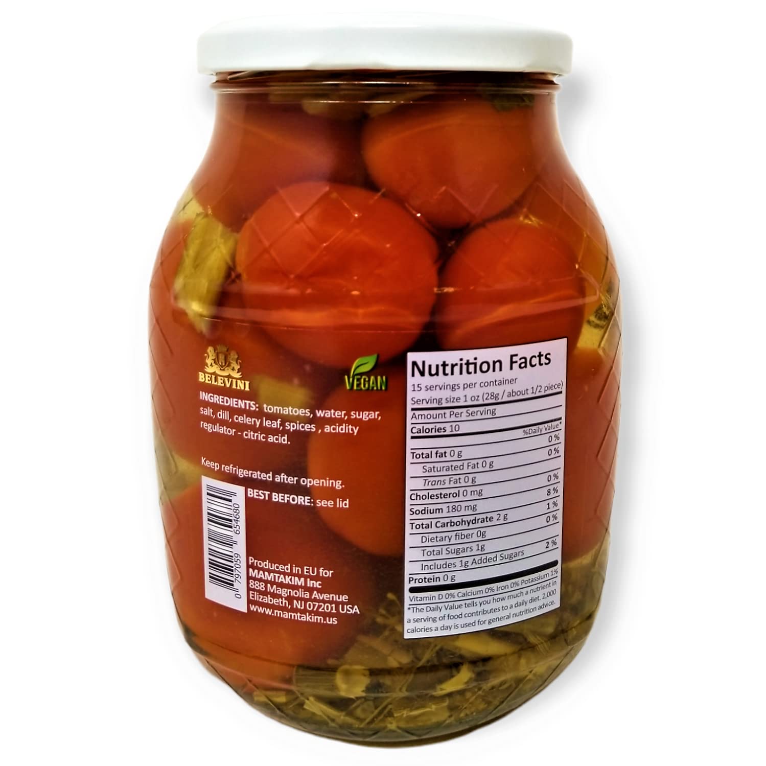 Belevini Pickled Tomatoes – Non-GMO, Vegan, Kosher – 29.6 oz Jar