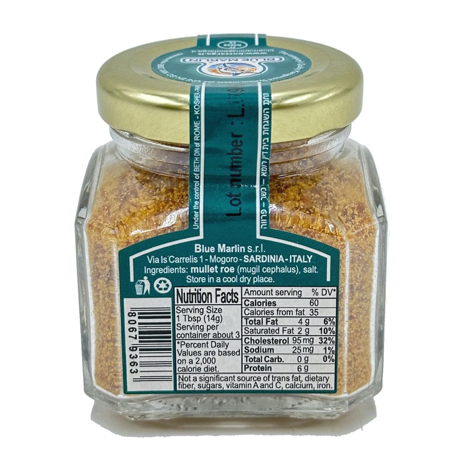Blue Marlin Bottarga – Grated Mullet Roe, 1.4 oz Jar