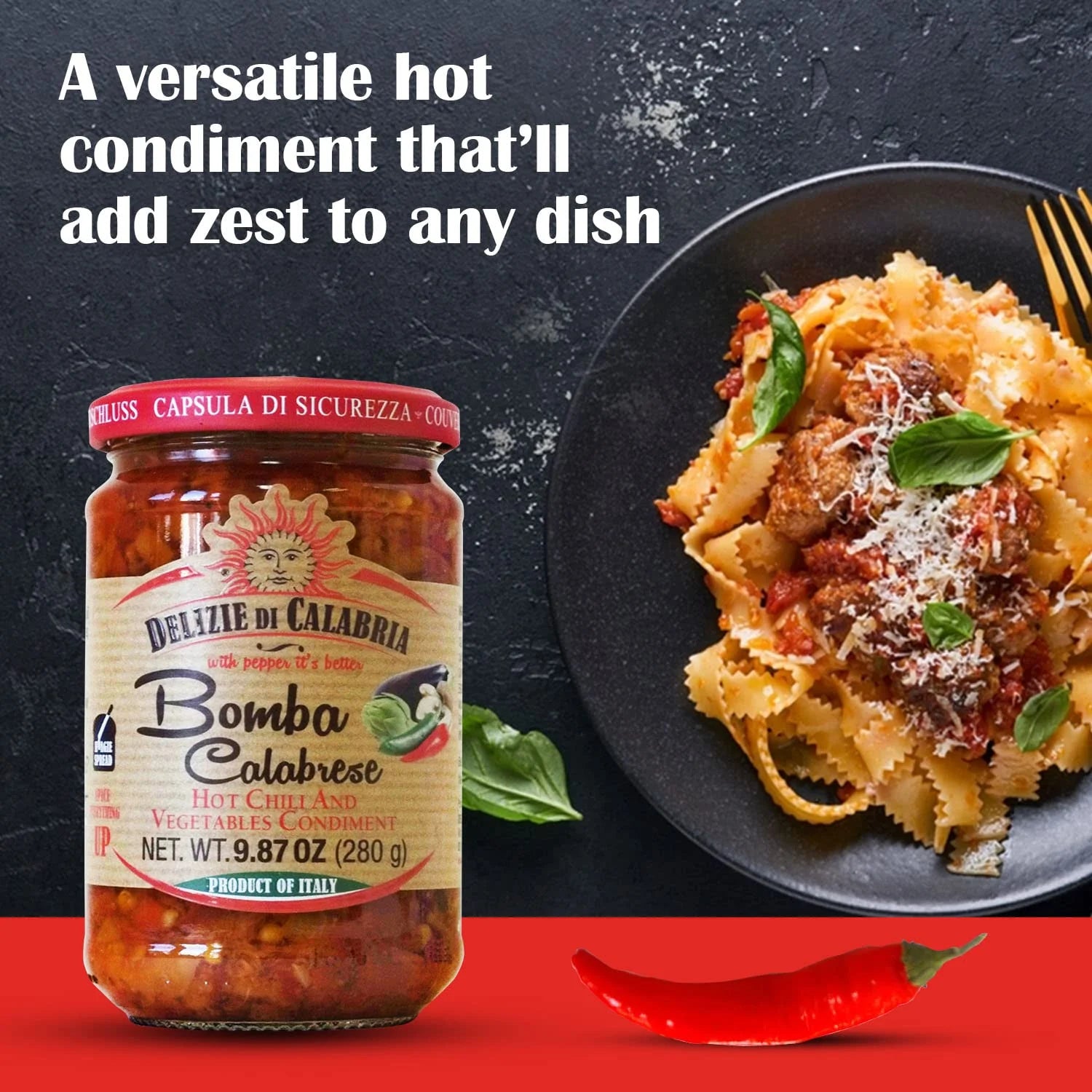 Bomba Calabrese – Hot Chili & Vegetable Condiment, 9.87 oz (Italy)