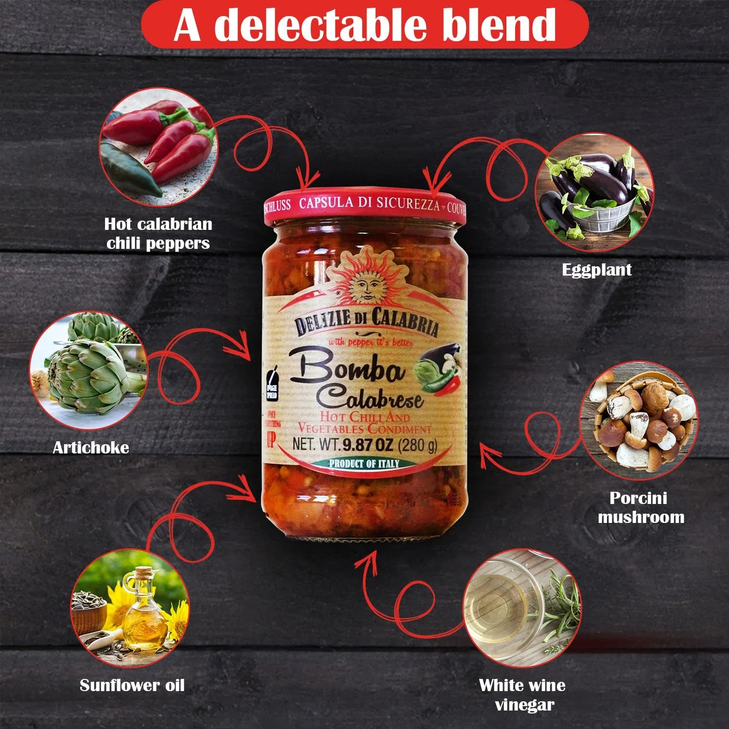 Bomba Calabrese – Hot Chili & Vegetable Condiment, 9.87 oz (Italy)