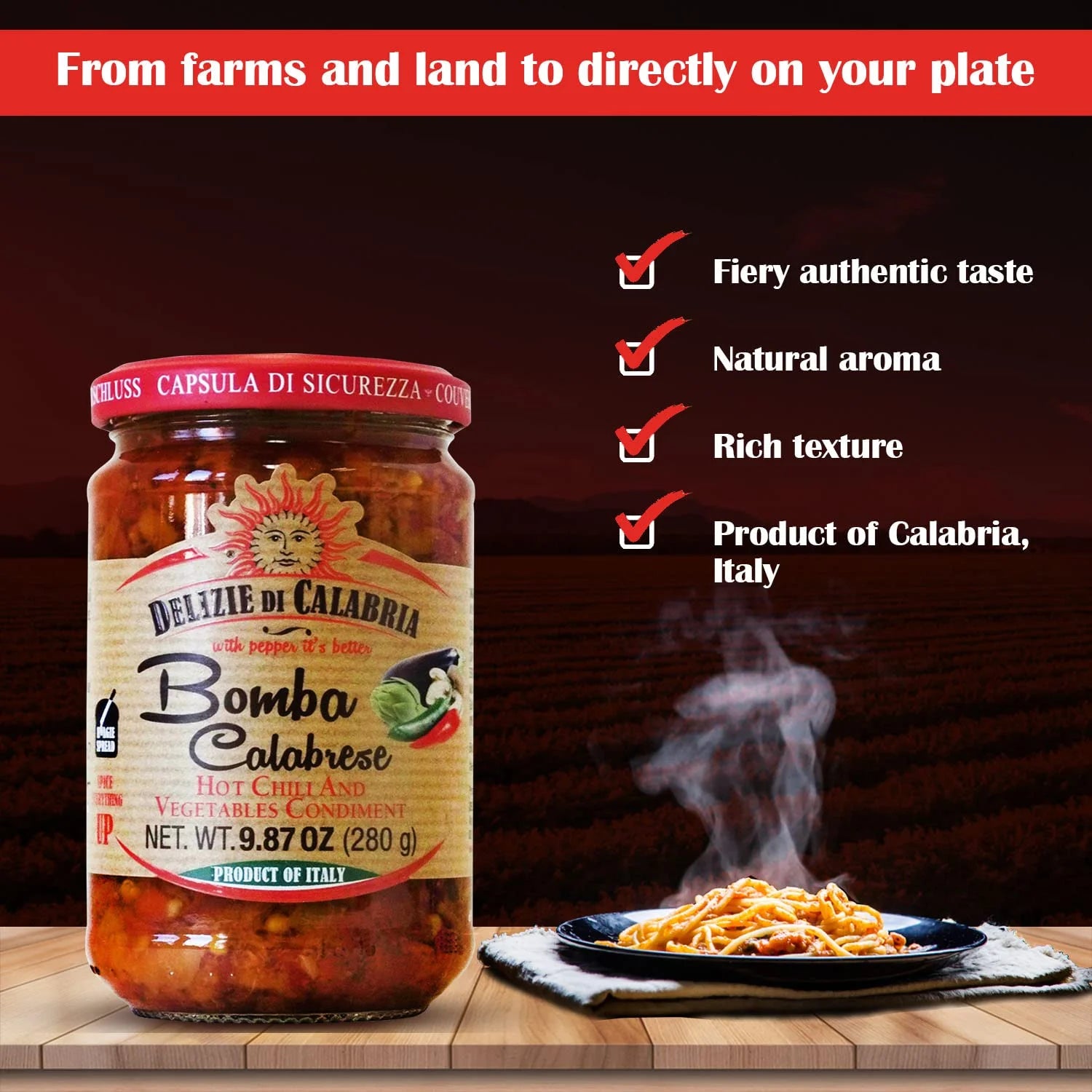 Bomba Calabrese – Hot Chili & Vegetable Condiment, 9.87 oz (Italy)