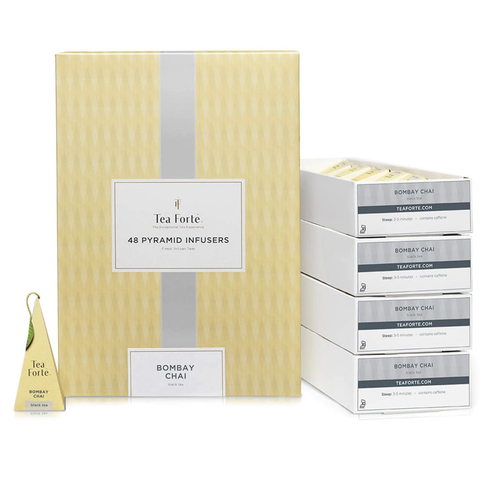 TEA FORTE Bombay Chai Tea – Spiced Black Tea Pyramid Infusers (40 Count Bulk Box)