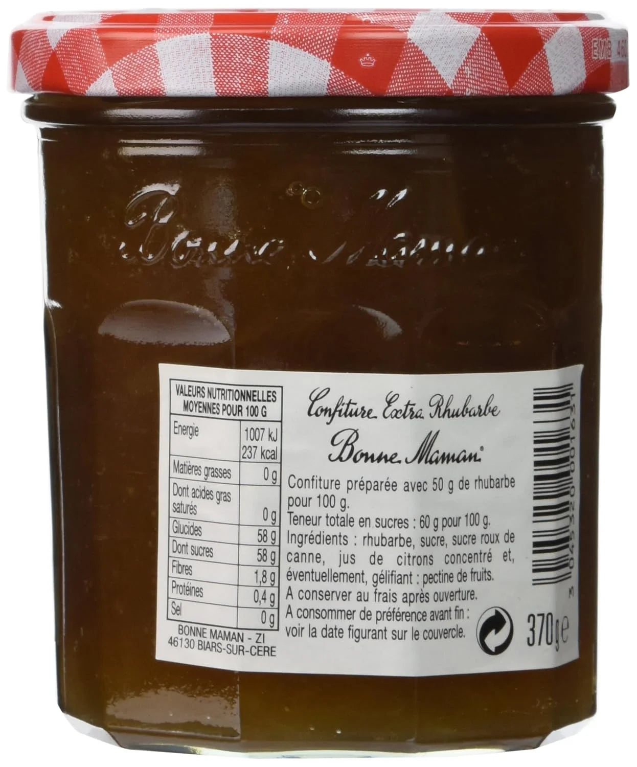 Bonne Maman Rhubarb Jam – Authentic French Preserve, 370g