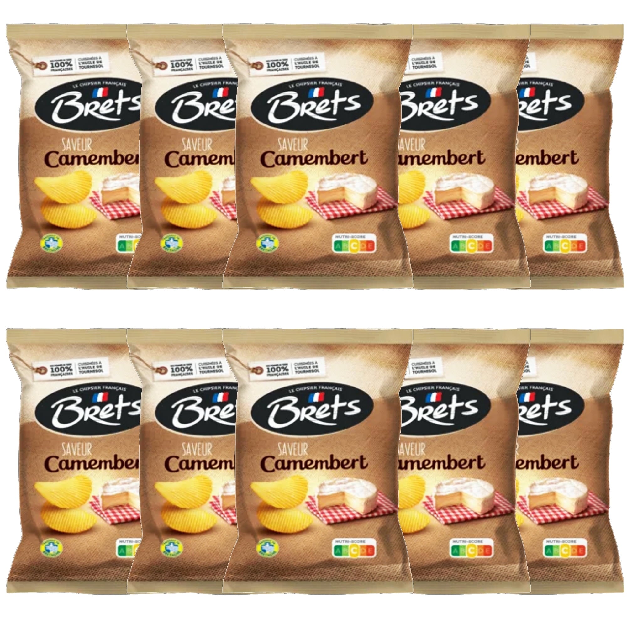 Brets Camembert Cheese Potato Chips – French Gourmet Crinkle Cut, 125g x 10 Pack