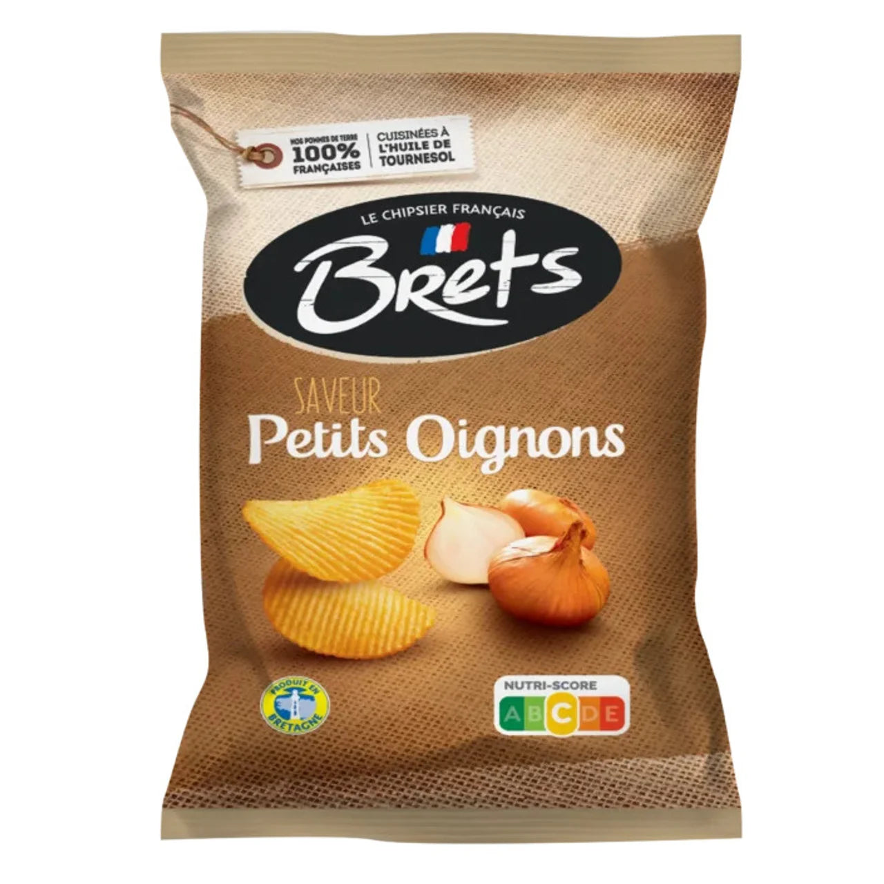 Brets Petit Onions Potato Chips – French Gourmet Crinkle Cut, 125g x 10 Pack