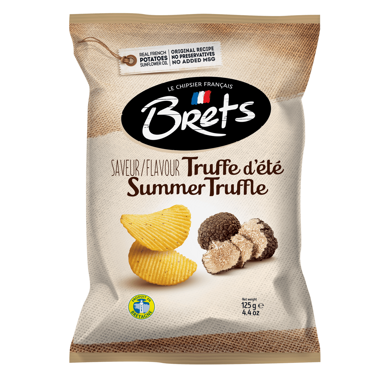 Brets Summer Truffle Potato Chips – French Gourmet Crinkle Cut, 125g x 10 Pack