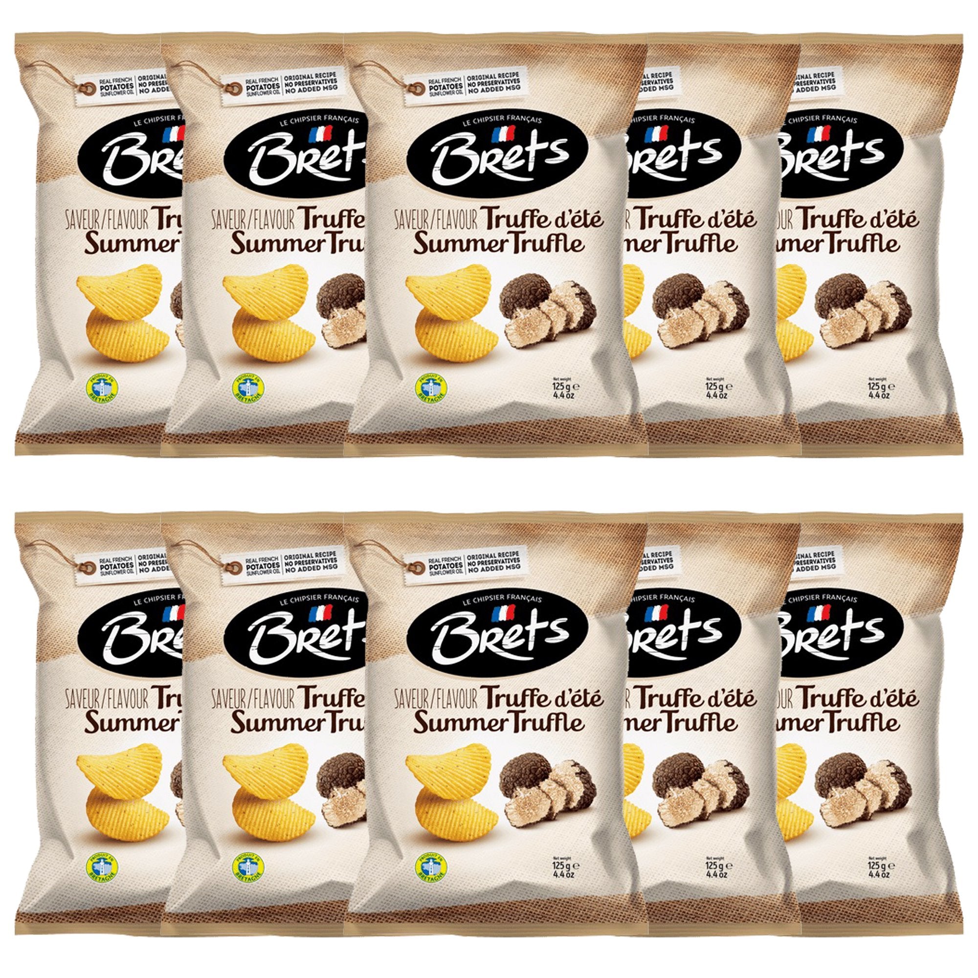 Brets Summer Truffle Potato Chips – French Gourmet Crinkle Cut, 125g x 10 Pack