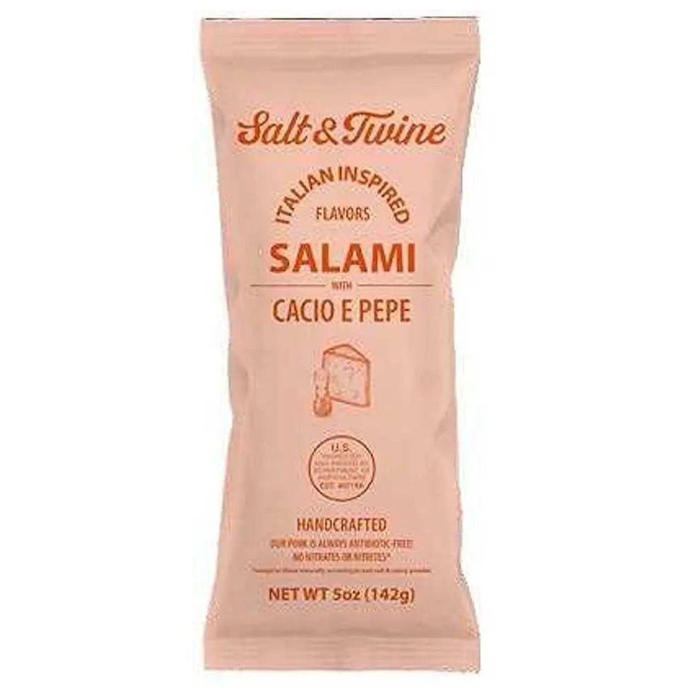 Salt & Twine Cacio e Pepe Salami – Italian Inspired with Pecorino Romano & Black Pepper, 5 oz