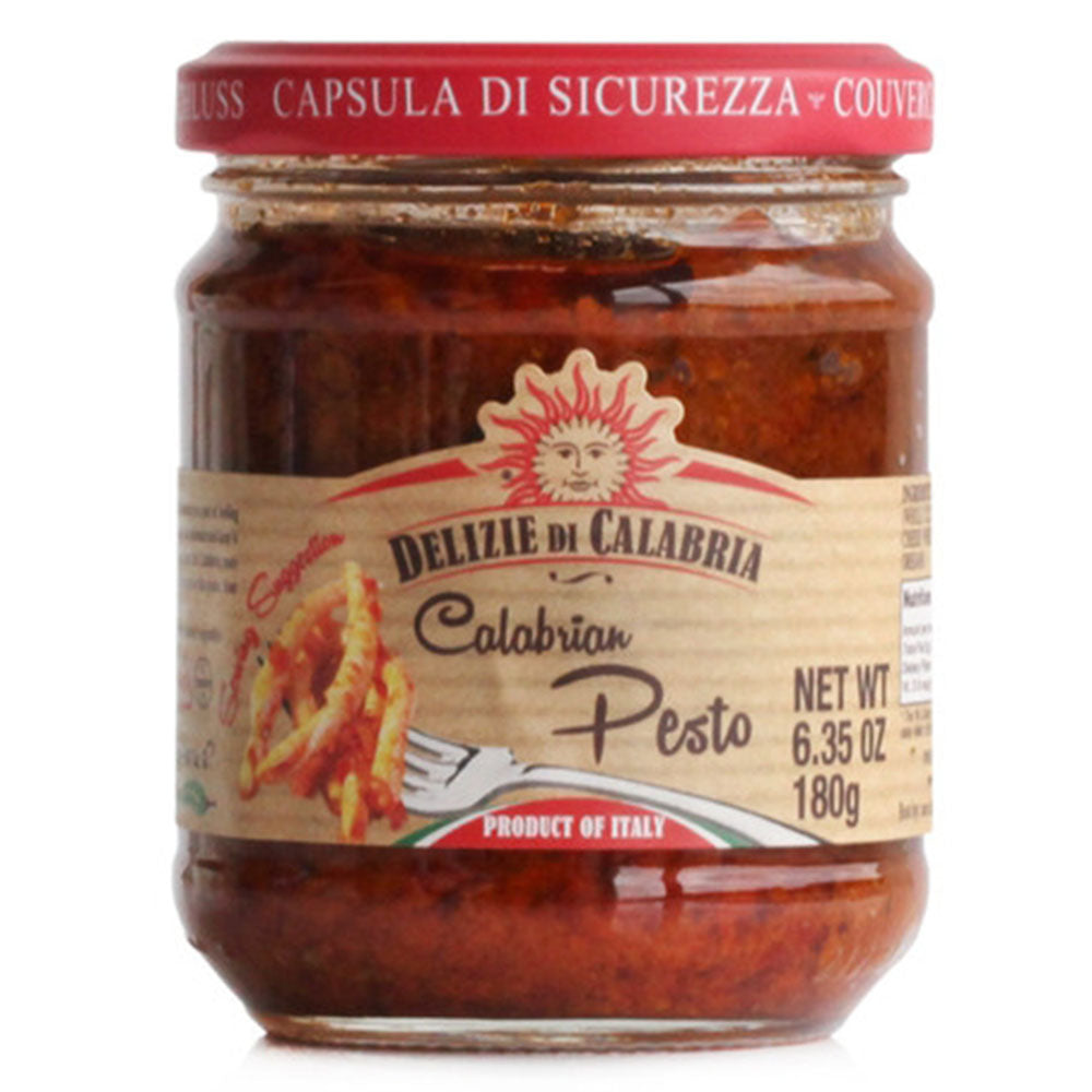 Delizie Di Calabria Calabrese Pesto Sauce - Jar (6.35 oz) - Spicy Italian Red Pesto