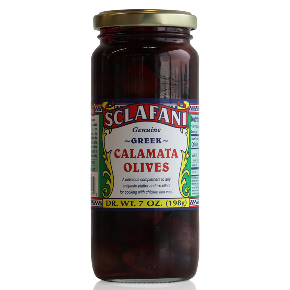 Sclafani Calamata Olives 7 oz - Greek Purple Olives in Brine Jar