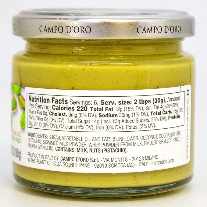 Campo D’Oro Sicilian Pistachio Butter – 6.3oz (180g)