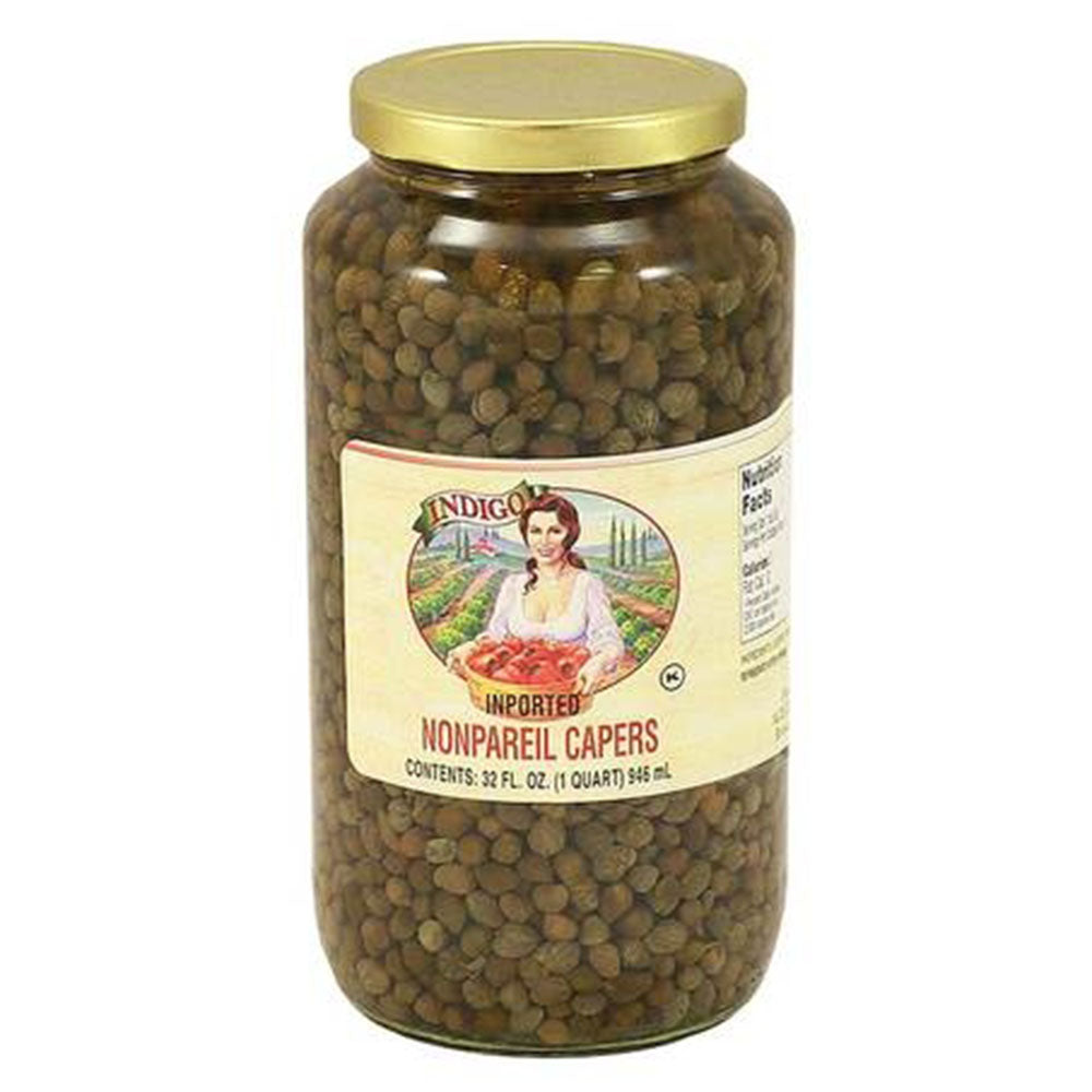 Indigo Capers Non Pareil in Vinegar (32 OZ)