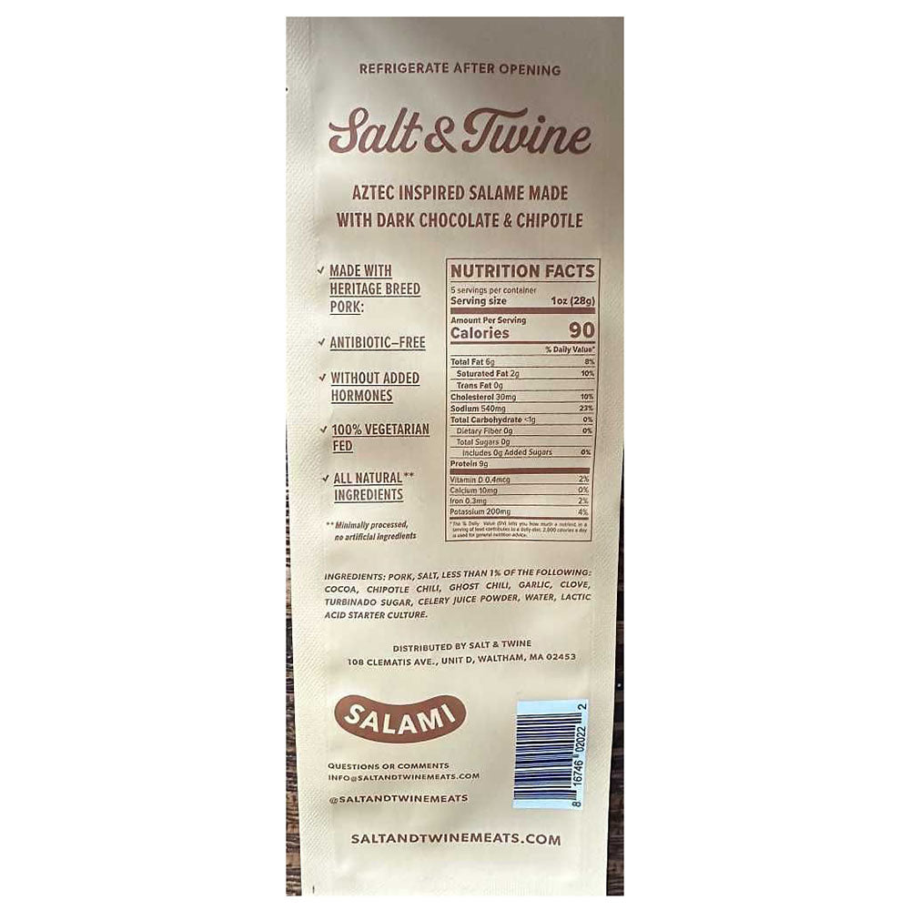 Salt & Twine Chipotle Mole Salami – Small Batch, 5 oz