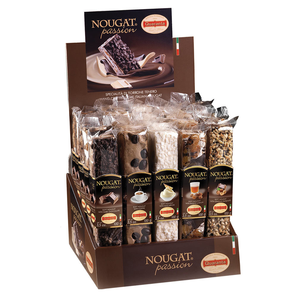 Quaranta Chocolate Cream Nougat Bar Display Case (25 x 3.5 oz)