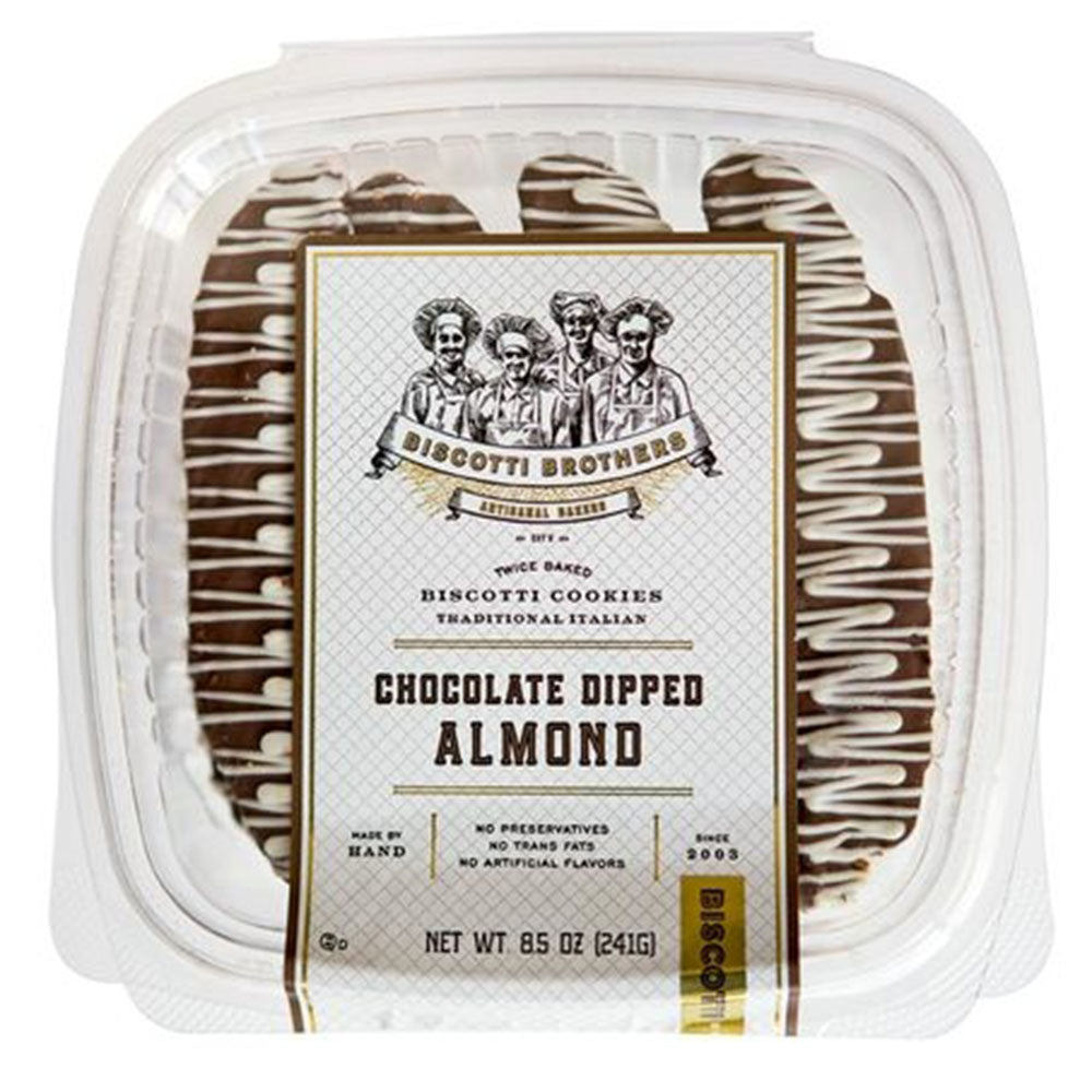 Biscotti Brothers Chocolate Dipped Almond Biscotti – Gourmet Italian Cookie, 8 oz