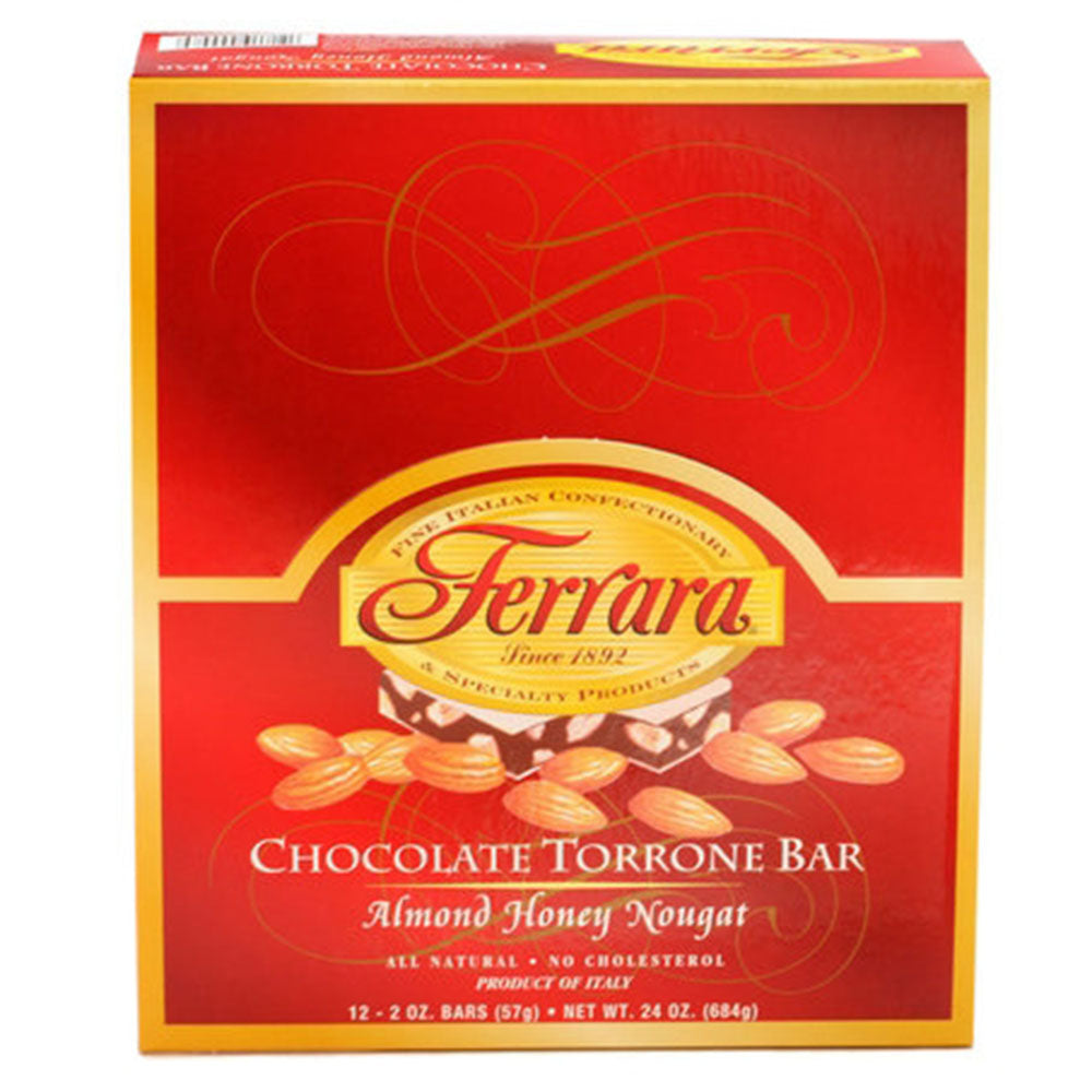 Ferrara Chocolate Torrone Nougat Bar - Classic Italian Candy (24 oz)