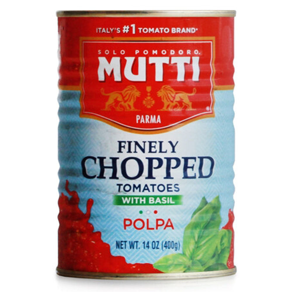 MUTTI Finely Chopped Tomatoes with Basil (Polpa) – Italian Tomato Pulp 14 oz