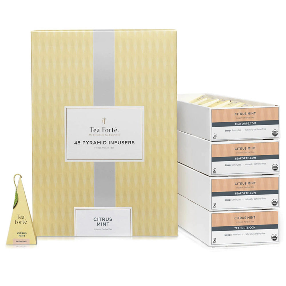 TEA FORTE Citrus Mint Tea - Refreshing Herbal Pyramid Infusers (40 Count Bulk Box)