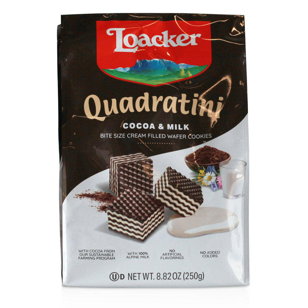 Loacker Cocoa & Milk Wafer Cookies - Italian Cream Wafers (8.82 oz / 250g)
