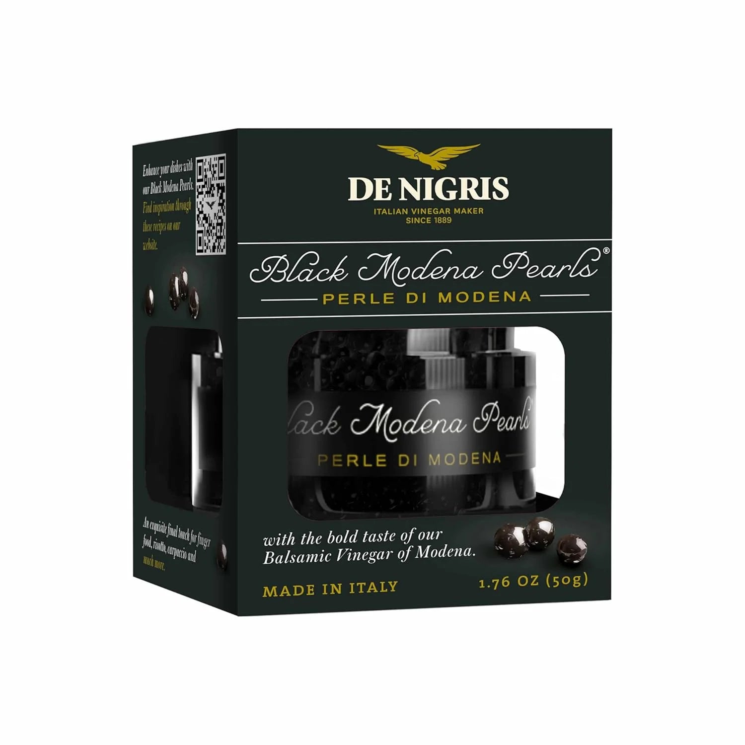 De Nigris Black Modena Pearls – 1.69 oz | Balsamic Pearls from Modena, Italy