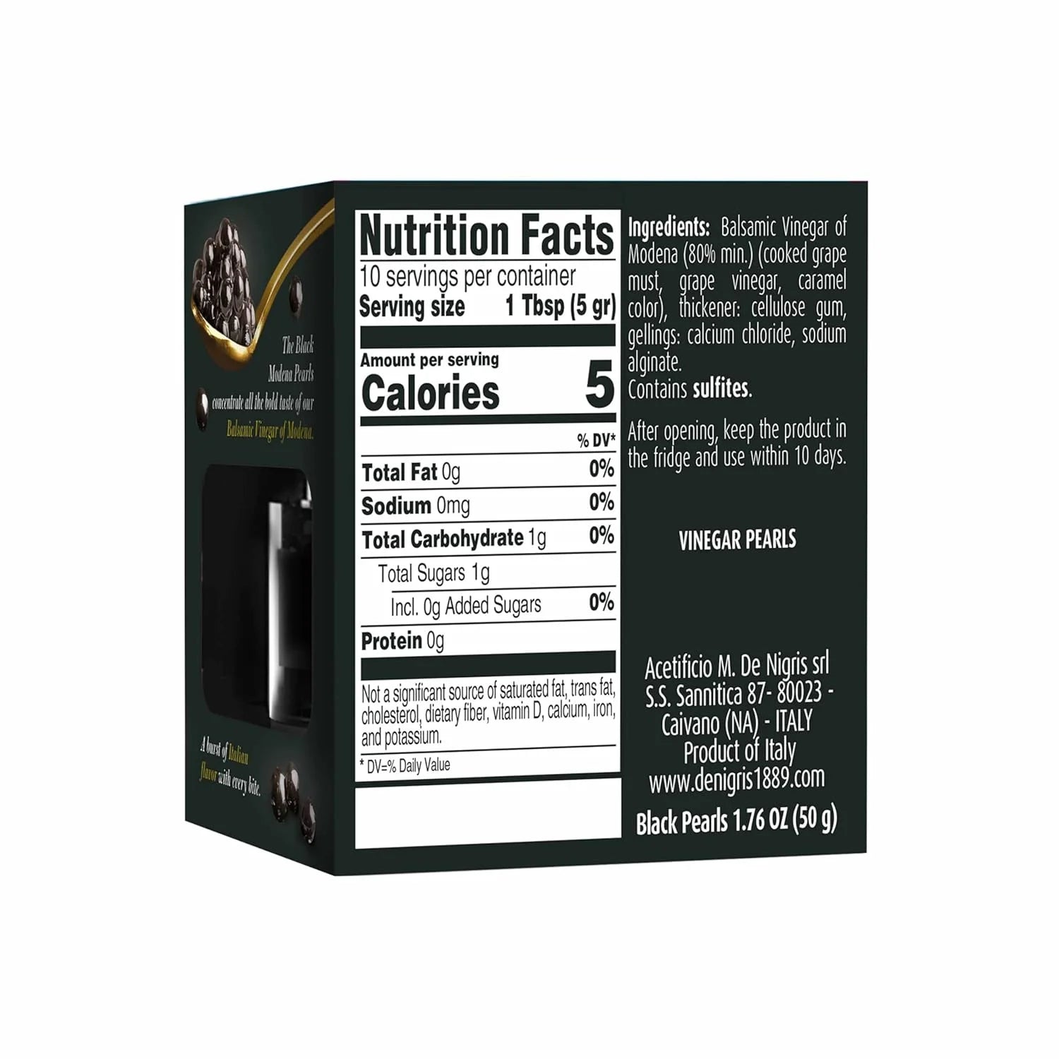 De Nigris Black Modena Pearls – 1.69 oz | Balsamic Pearls from Modena, Italy