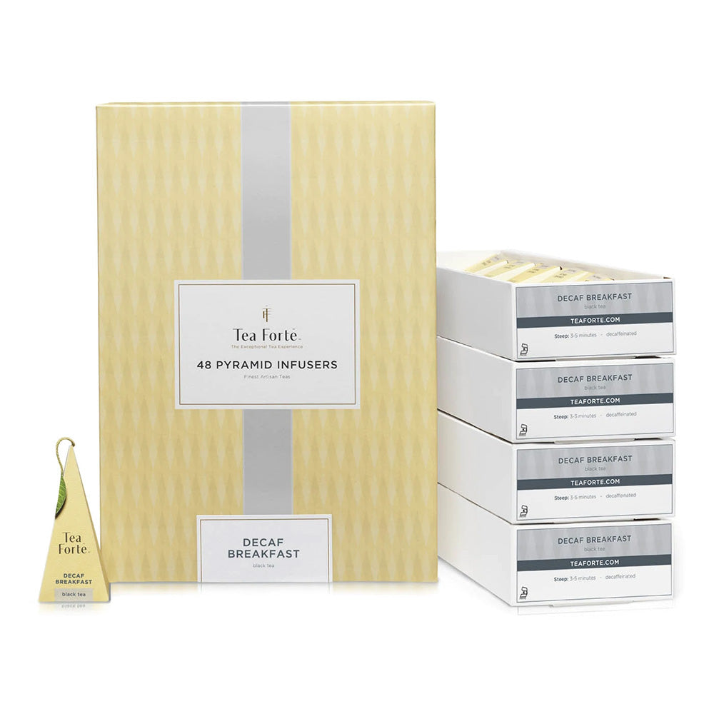 TEA FORTE Decaf English Breakfast Tea – Full-Bodied Black Tea Pyramid Infusers (40 Count Bulk Box)