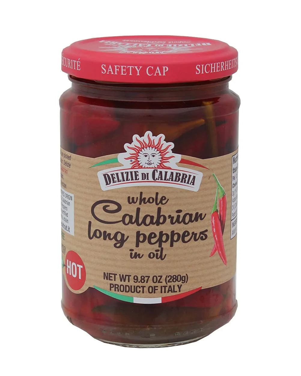 Calabrian Long Hot Peppers in Oil – 9.87 oz (Product of Italy)
