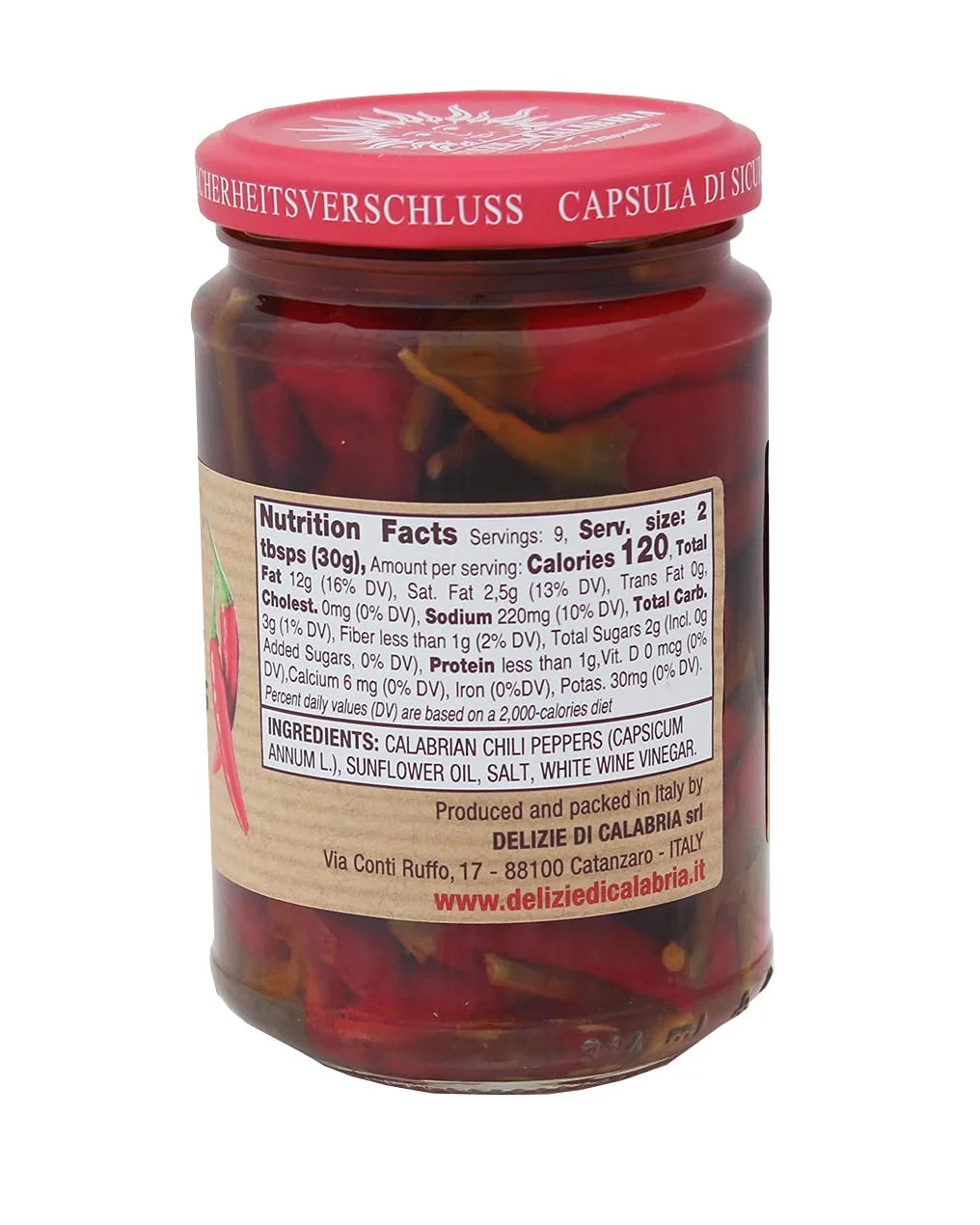 Calabrian Long Hot Peppers in Oil – 9.87 oz (Product of Italy)